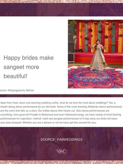 An article from FabWeddings about how happy brides make sangeets more beautiful. I couldn't agree more!