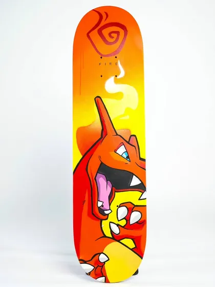A studio shot of the Charizard deck from my 'Elementals' collection. The fiery background and bold colors represent the Fire element.