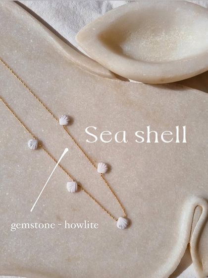 Another view of the Howlite shell choker, a beautiful piece from my beach collection.