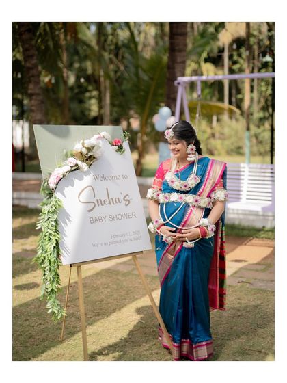 The welcome sign at Sneha's baby shower, setting the tone for a beautiful outdoor celebration. I make sure to photograph these details that you've spent time planning.
