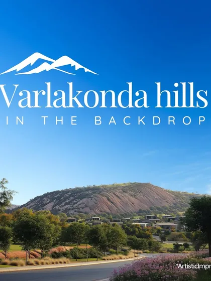 A picturesque view of our Unnati project with the majestic Varlakonda hills in the background, highlighting the scenic location.