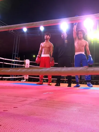 Subhan Ansari's hand is raised after winning his semi-final bout, securing his spot in the final.