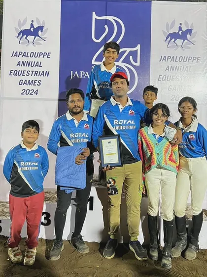 The team celebrating a win at the Japalouppe Annual Equestrian Games. The friendships and bonds made during these competitions are as valuable as the medals.