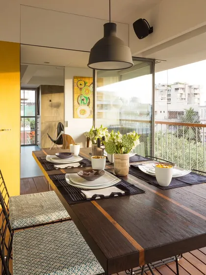 A comparison of two dining spaces, one in our Corner House project in Rotterdam. Both designs explore how to create intimate spaces for gathering within an urban context, using materials and light to define the atmosphere.