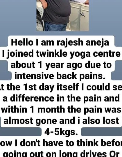 Rajesh Aneja joined my center for intensive back pain and felt a difference from the very first day. Within a month, his pain was almost gone, and he had lost 4-5 kgs as a bonus. Now he enjoys long drives without a second thought.