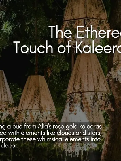 A whimsical decor idea from our blog: incorporating ethereal elements like clouds and stars, inspired by Alia Bhatt's kaleeras.