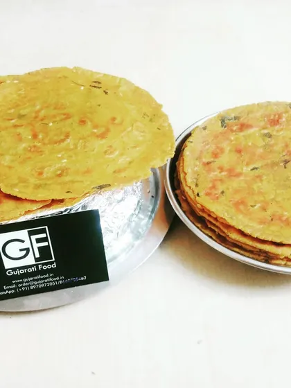 Here are my Methi Theplas served on steel plates, just like at home. They are soft, flavorful, and always made fresh after you place an order.