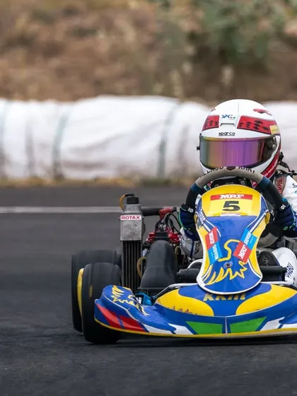 Our Micro class driver, focused and determined, running in the top pack during the RMC India finals.
