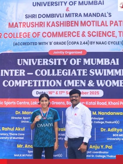 We congratulate Shravani Mahesh Walavalkar on her selection to represent Mumbai University at the All India University Games, seen here receiving her medal at an inter-collegiate competition.