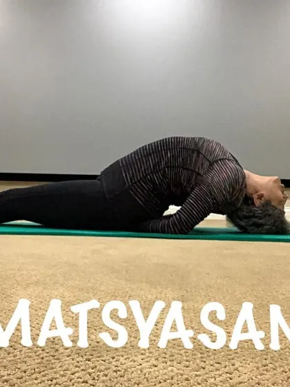 Practicing Fish Pose at home. This is a wonderful counter-pose to forward bends and inversions.