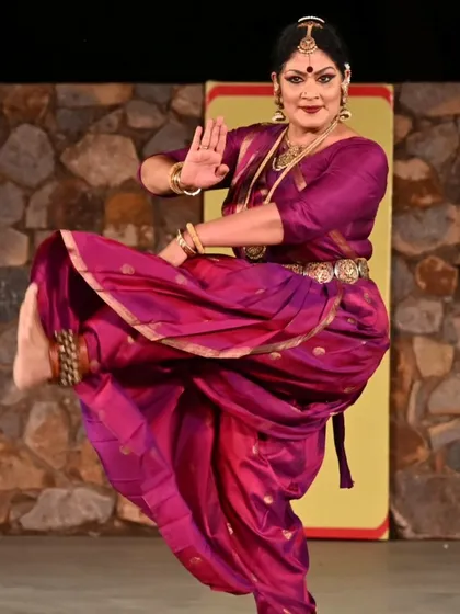 This dynamic pose, captured mid-movement, showcases the energy and vitality of Bharatanatyam. Performing for SPICMACAY to mark World Heritage Day was a truly memorable experience.