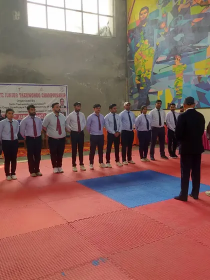 The referee team overseeing the 38th Delhi State Junior Taekwondo Championship.