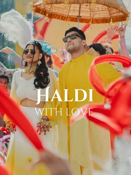 Haldi with love. This experiential Haldi was designed to put the couple in the limelight while engaging guests with spectacular performances.