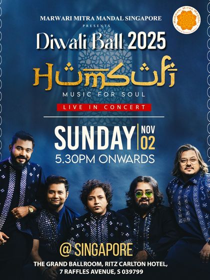 The poster for the Marwari Mitra Mandal Diwali Ball in Singapore. We were so excited to take our music international for this grand celebration.