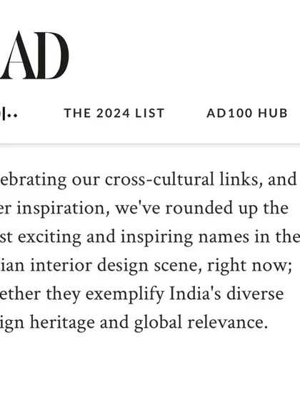 A screenshot from the AD Middle East feature, which celebrated our cross-cultural links and inspiring contributions to the Indian interior design scene.