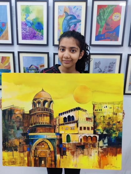 This stunning cityscape painting showcases the talent and dedication of one of our teen students. We guide them through perspective, color theory, and composition to create impressive works of art.