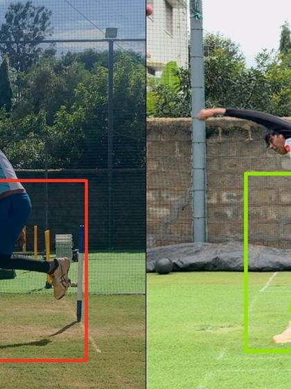 A key part of this left-arm spinner's transformation was improving his follow-through. The 'after' image shows a complete weight transfer and a powerful, coordinated finish, which was previously lacking.