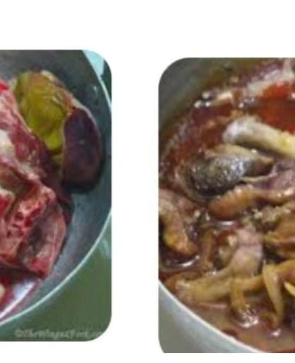 The before and after of our duck curry. We use fresh, organic duck meat and cook it slowly with traditional spices until it's tender and delicious.