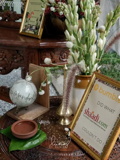 Sometimes, the smallest details tell the biggest stories. This cheeky sign at a wedding reception corner adds a touch of modern humor and personality, celebrating how the couple's journey began.
