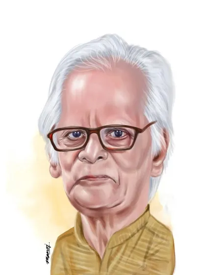 A tribute portrait for the late Cartoonist Kaak (Harishchandra Shukla), a stalwart of the Indian cartooning world.