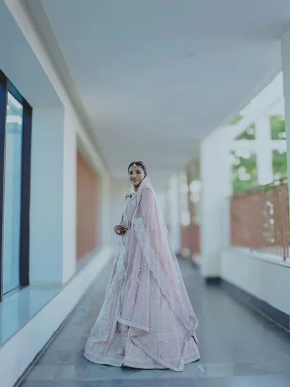 A duplicate of the full-length bridal portrait, emphasizing her elegant look.