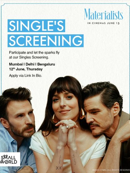 Another poster for the 'Materialists' singles screening. It's more than a movie, it's a chance for a meet-cute.
