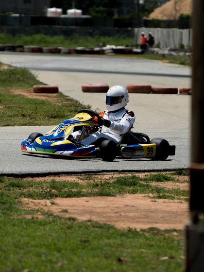 Our driver in the number 99 kart during a solo practice run.