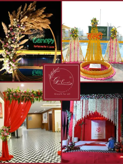 I love bringing a complete wedding story to life. This collage showcases the vibrant Haldi, the elegant engagement, and the grand wedding ceremony, each with its own unique decor and feel, creating a cohesive and beautiful celebration.