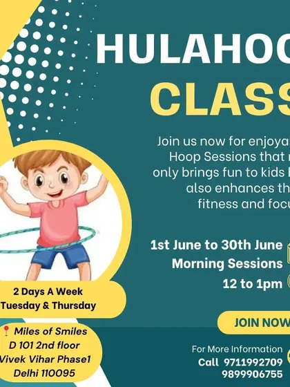 Our official flyer for Hula Hoop classes, a fun way to enhance fitness and focus. Join us for our morning sessions!
