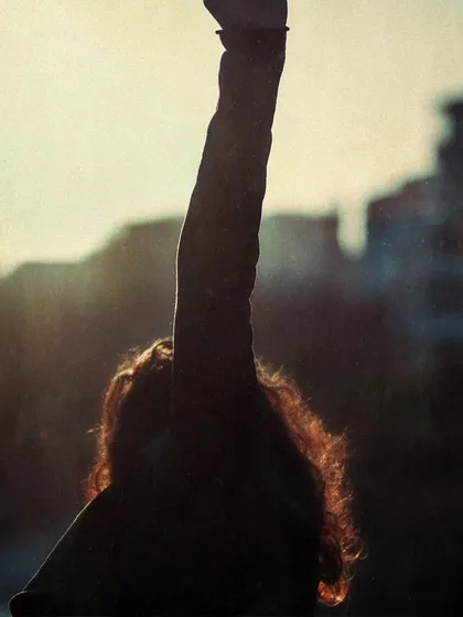 A silhouette against the setting sun, capturing the expressive arm movements of Flamenco.