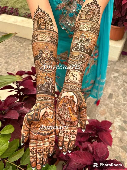 Let's tell your unique story. This design incorporates the couple's varmala moment, their initials, and even a passion for motorcycles, all woven into traditional patterns.