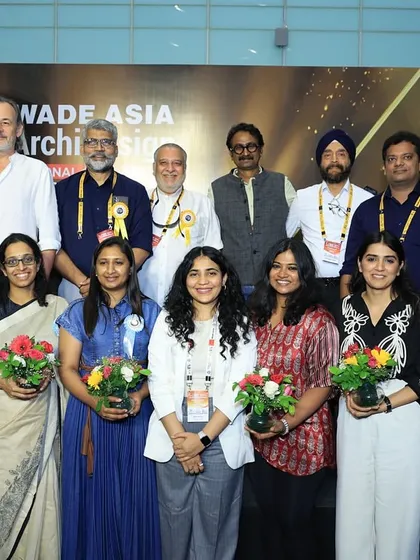 A group photo of the jury panel at the WADE ASIA awards, including our founder. This demonstrates our leadership role and respected position within the architectural community.