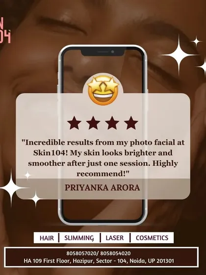 We love hearing from our happy clients! Priyanka saw brighter, smoother skin after just one Photo Facial session with us. Real results and client satisfaction are what we strive for every day.