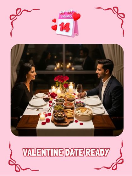 A cozy, candlelit Valentine's dinner with a view, featuring a mix of my global cuisine offerings.