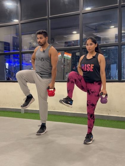 Holding a kettlebell while doing high knees adds a strength and cardio element to our leg workouts, making them more effective.