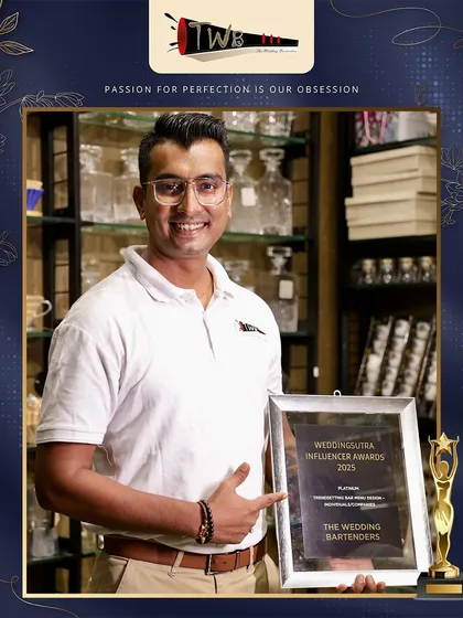 One of our team leaders proudly holding our 2023 WeddingSutra Influencer Award. This is a win for the entire TWB family.