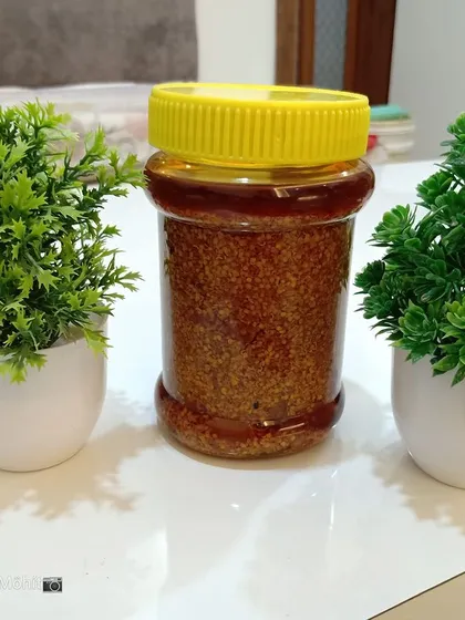 A jar of my pickle, ready to add flavour to your meals. I pack them simply but carefully, so the taste of home reaches you perfectly.