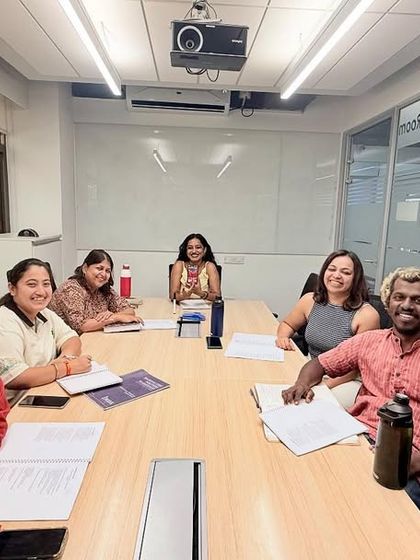 The Jasmines batch, hard at work. Tell them class is at 9:30 am, and they are all there on the dot, ready to share their best poetry.