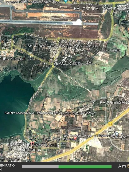 This satellite image analysis shows the grey-to-green ratio in the Bellandur area in the year 2000. Comparing this historical data with the present day helps me understand the impact of urban sprawl on natural drainage patterns and informs my strategies for reintroducing green infrastructure.
