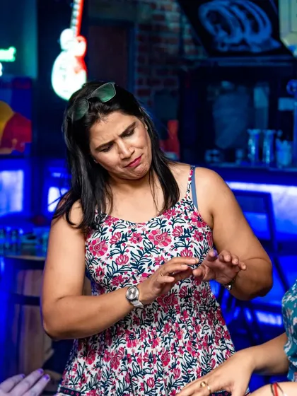 Two friends enjoying the party.