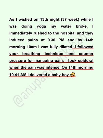 After her water broke, this mother was induced but managed the pain with breathing techniques and counter-pressure, eventually delivering her baby boy.