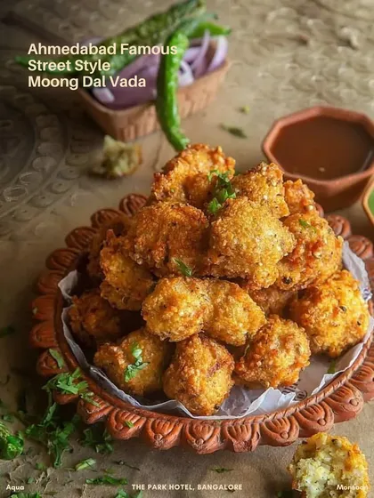 Ahmedabad's famous street-style Moong Dal Vada, a crispy and savory snack served during 'The Western Kitchen' event.