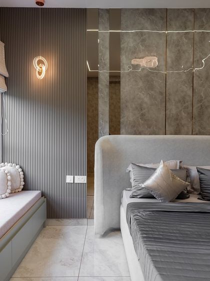 A melody of modern design and timeless elegance. This luxury kid’s bedroom features a musical-themed wall décor, a sleek built-in study unit, and a custom-designed bay window seating area that invites calm and inspiration.