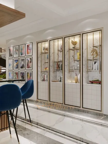 This area showcases our ability to integrate art and decor, with custom-designed display cabinets that turn everyday objects into a curated collection.