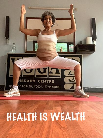 Holding the Goddess Pose to build heat and strength. I believe that building physical strength is a direct path to mental fortitude, reminding us that health is wealth.