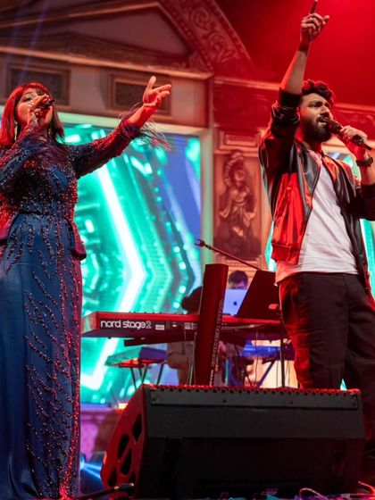 Mithoon performing alongside singer Palak Muchhal at the Gopalpur Beach Festival, another example of our unique artist pairings.
