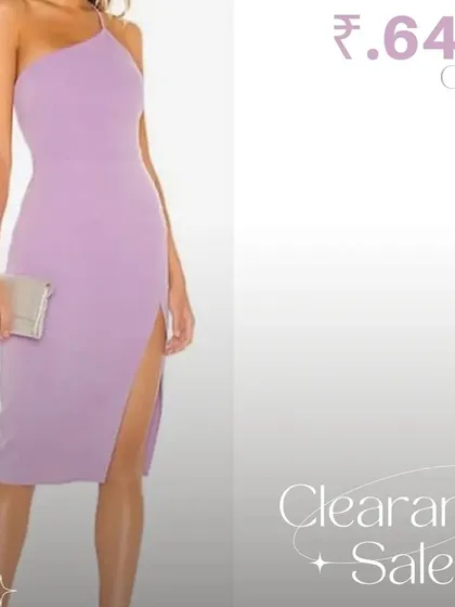 A chic one-shoulder midi dress in a lovely lilac shade, available now in my clearance section.
