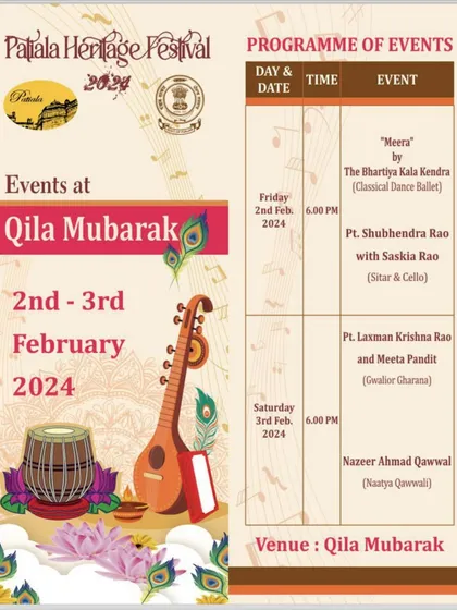 A poster for the Patiala Heritage Festival, where we performed at the historic Qila Mubarak.