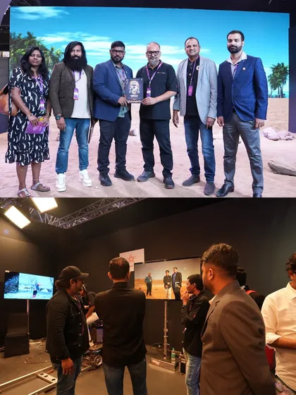 Our team receiving an award and recognition at the WAVES 2025 summit. We are proud to be at the forefront of virtual production technology in the Indian film and media industry.