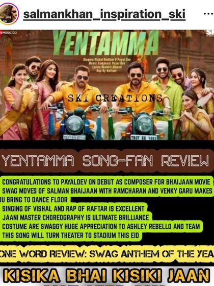 It always feels good when your hard work is appreciated. This fan review for the song 'Yentamma' highlights the "swaggy" costumes, and I couldn't be prouder of my team for their incredible effort.